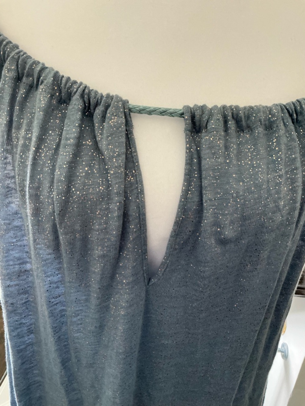 LAZUL Shimmery Blue Maxi Dress with Braided Straps - Picture 4 of 7